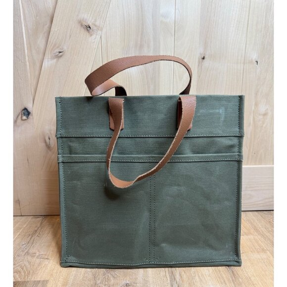 Feed Projects Canvas Market Tote Bag With Leather Handles - Picture 3 of 8